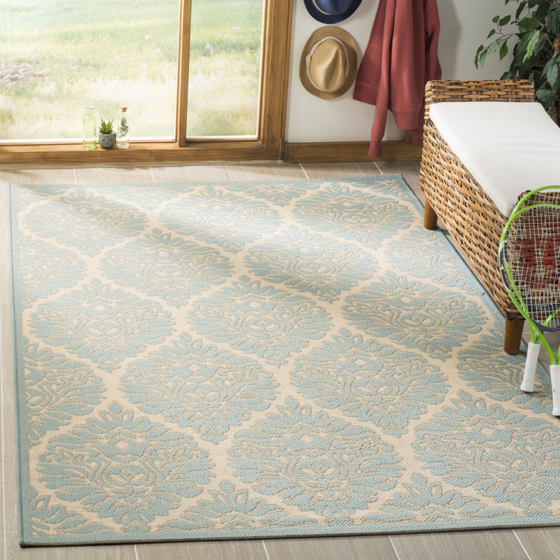 Emmanuel Linden 100 Performance Damask Indoor/Outdoor Area Rug, Rectangle 9' x 12'