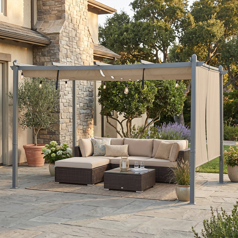 Cordless Pergola Roller Shade 2 Pack, Brown