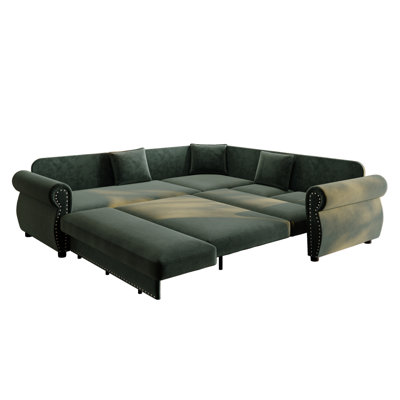Compression Pull Out Sectionals, Chenille 88 Inch Modern Sleeper for Home