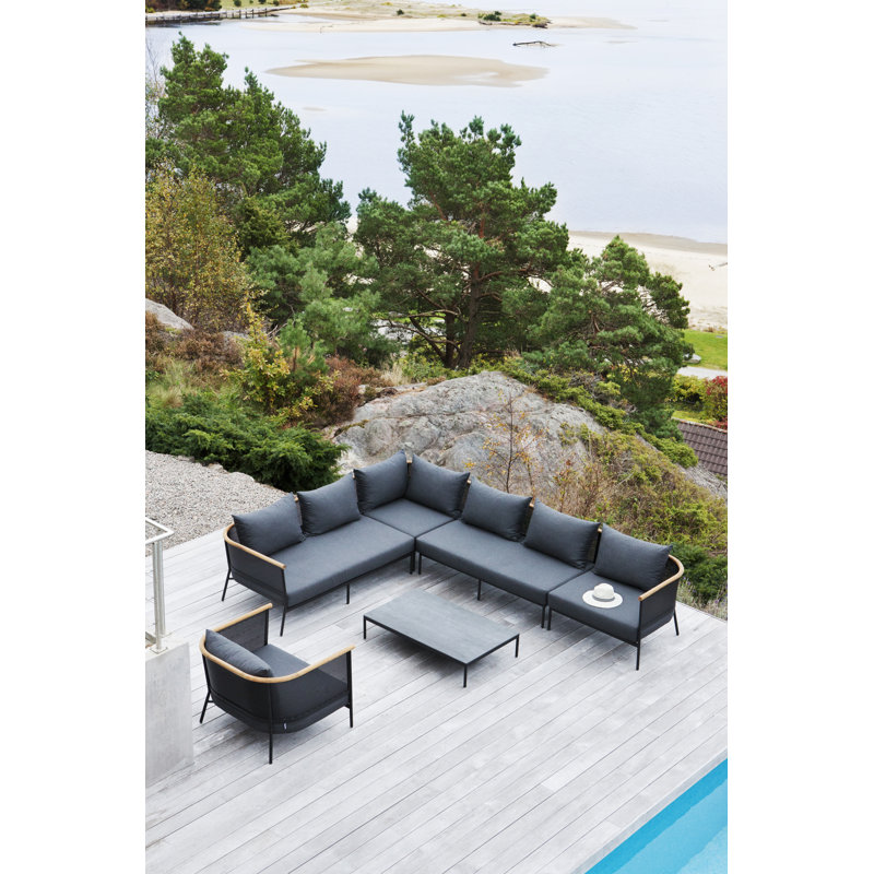 Causeuse 2 places avec coussin, Anthracite, Suie, Gauche