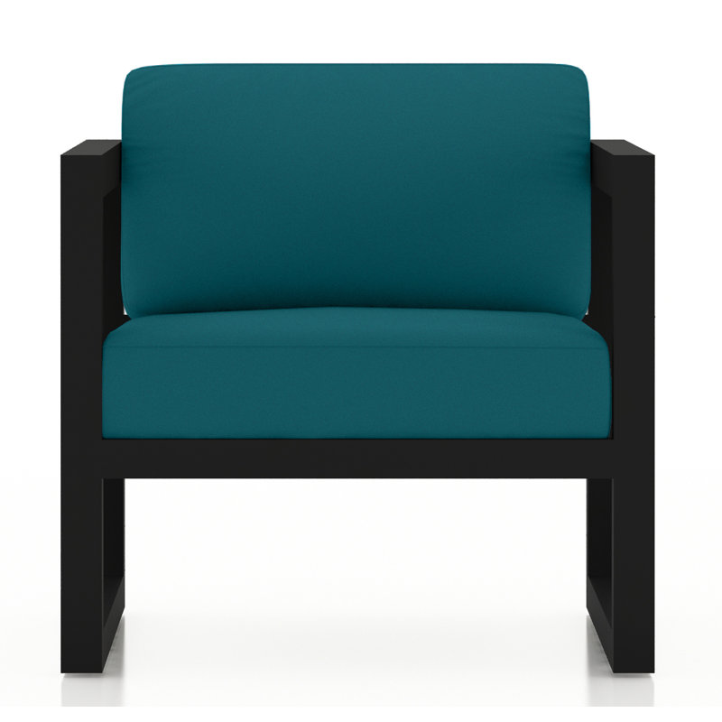 Avion Patio Chair with Sunbrella Cushions, Canvas Charcoal Sunbrella® Canvas, Black