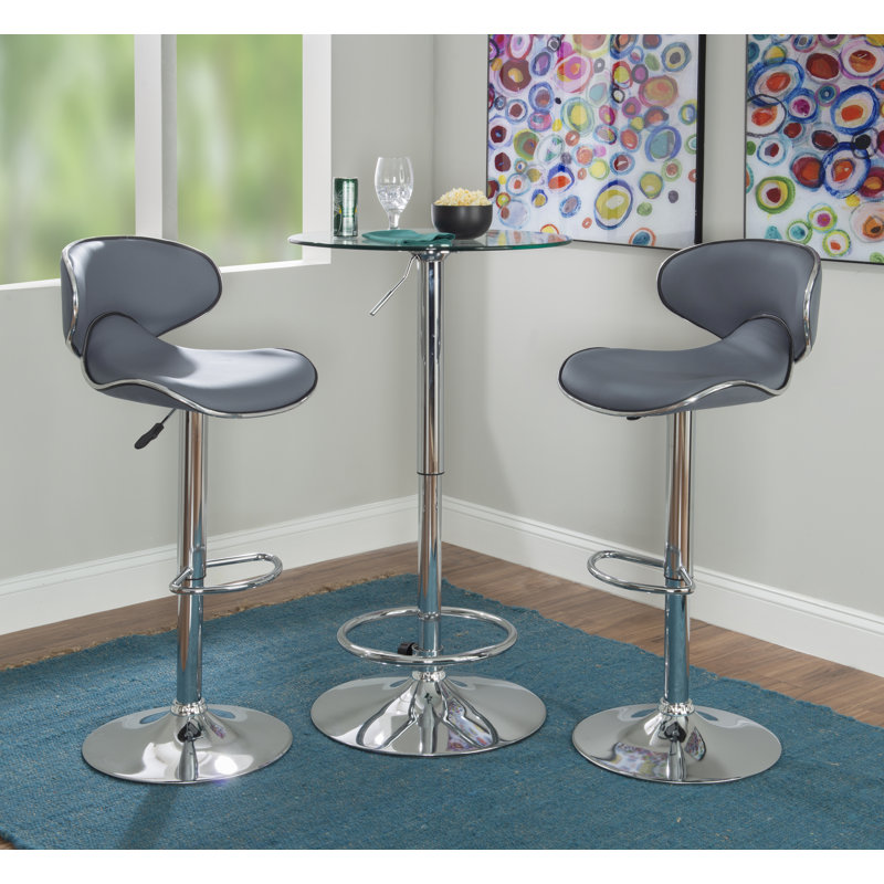 Aishvi Round Glass Top Dining Table, Chrome