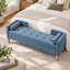 Banc de rangement rabattable Pocono en chenille avec siège, dossier et coussins cylindriques capitonnés-395467527