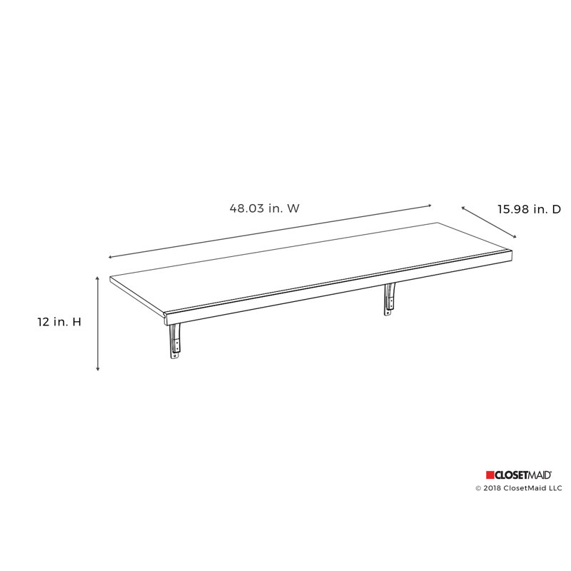 Premium Wood Shelving 48" Solid Shelf Kit, 12" H x 48.03" W x 15.98" D