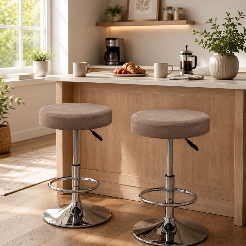 Ensemble de 2 housses de tabouret de bar rondes en velours