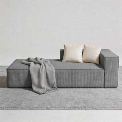 68" Luxury Chenille Compression Chaise Lounge No Assembly Required