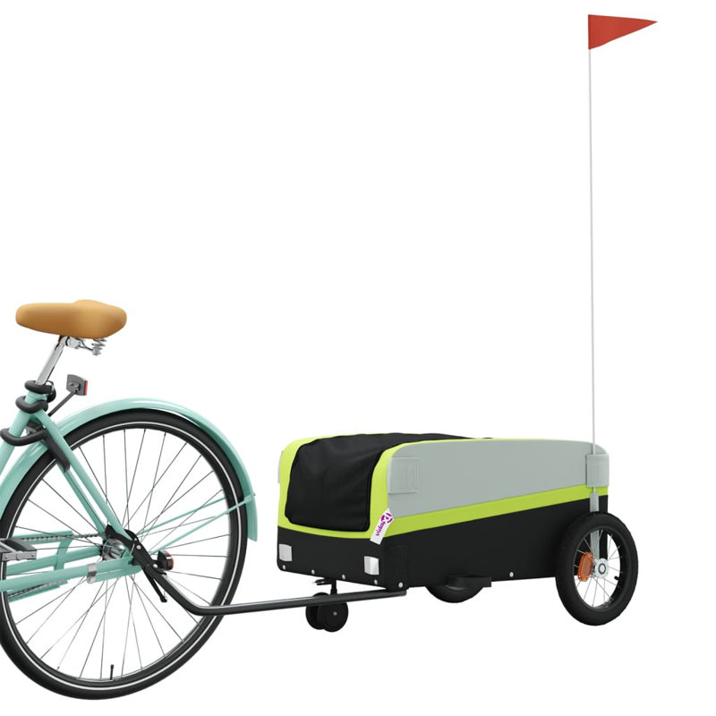 Vidaxl Bike Trailer Black And Yellow 99.2 Lb Iron, Blue, 1.74' H x 4' W x 1.74' D