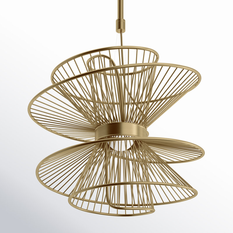Kemi 2 - Light LED Unique/Statement Pendant, 19.75" H x 20" W x 20" D, Natural Aged Brass