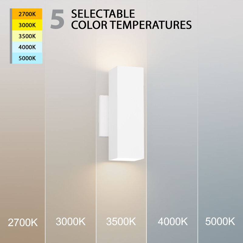 Cubix 12" Dimmable LED Double Up and Down Indoor / Outdoor Wall Light With Color Temperature Switch (2700K/3000K/3500K/4000K/5000K)