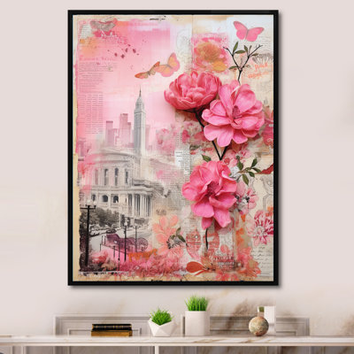 " Golden Gate San Francisco Retro Pink Collage I "