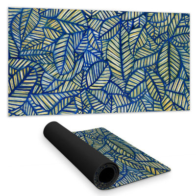 Blue leaf patterns - 15.75"x31.50" Desk mat