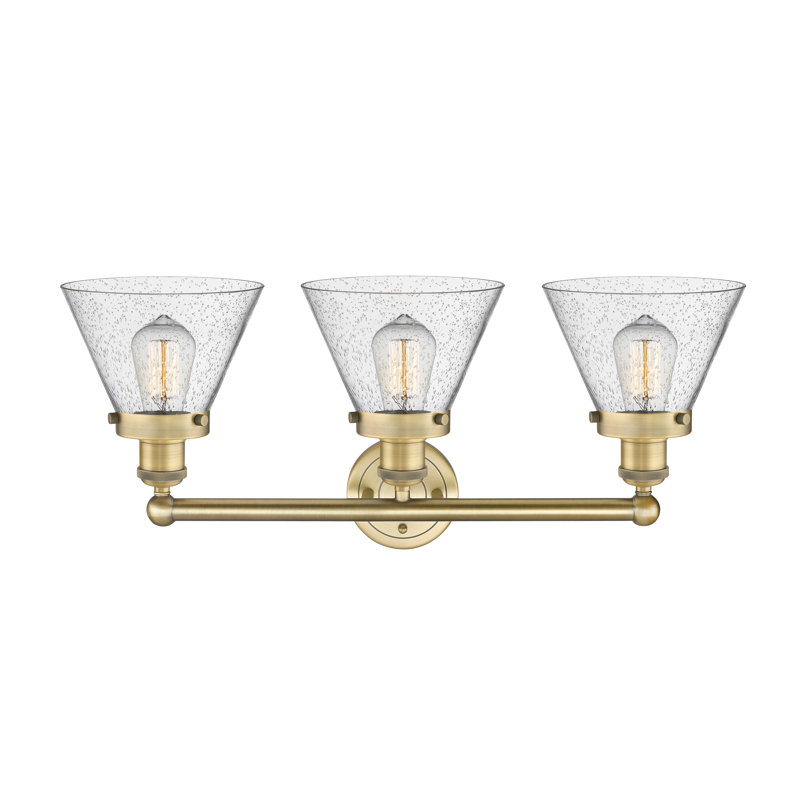 Éclairage pour meuble-lavabo à intensité variable 3 lumières Aritzy, Transparent, Laiton brossé