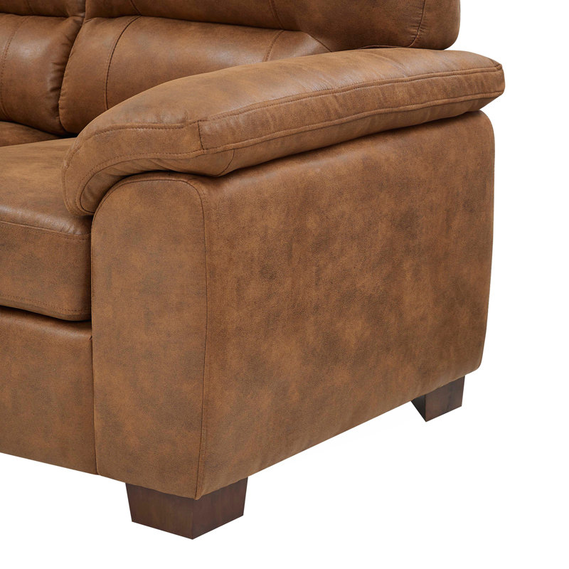 Upholstered 81'' Sofa, Light Brown Faux Leather