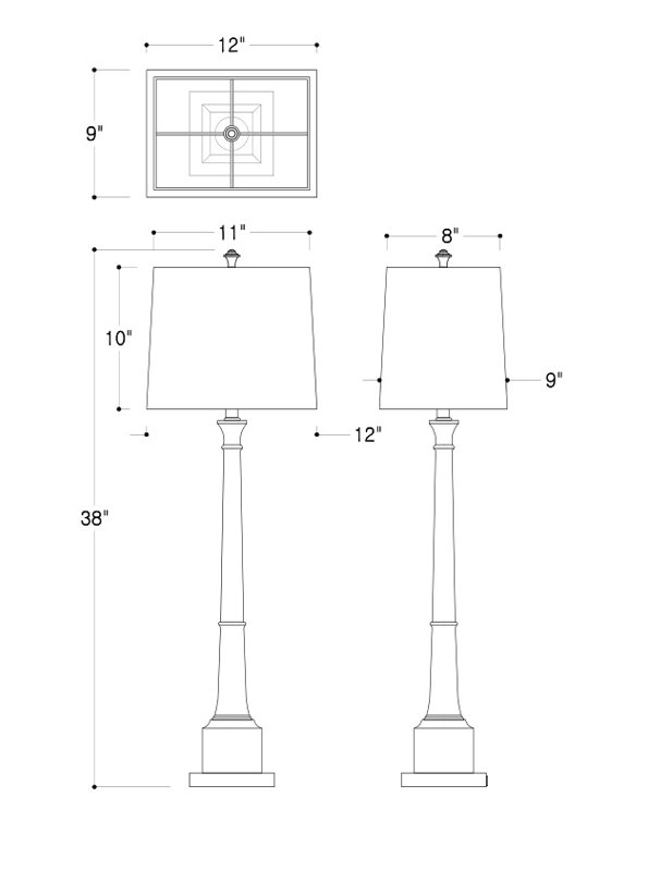 Kensington Buffet Table Lamp Set, Brass