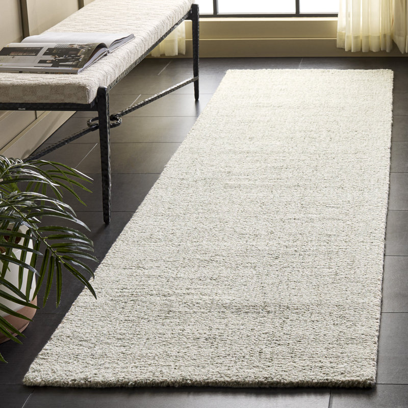 Abstract Hand Tufted Wool; Cotton Solid Color Indoor Rug, 2'-3" x 8'-0" Runner
