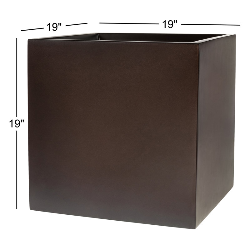 Boîte à fleurs carrée Dixon, H 19 po x l 19 po x P 19 po, Brun