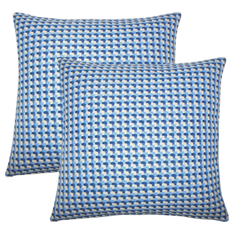  Geometric Throw Pillow, Bluebell
