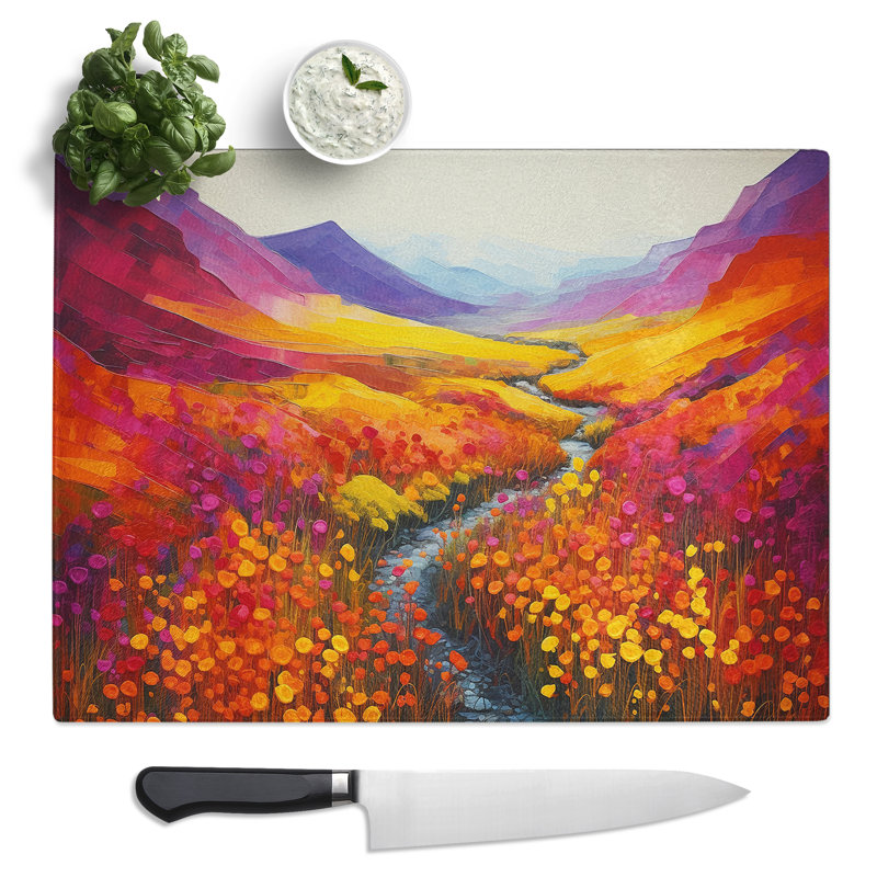 Stream Colour Field No.3  Glass Chopping Board