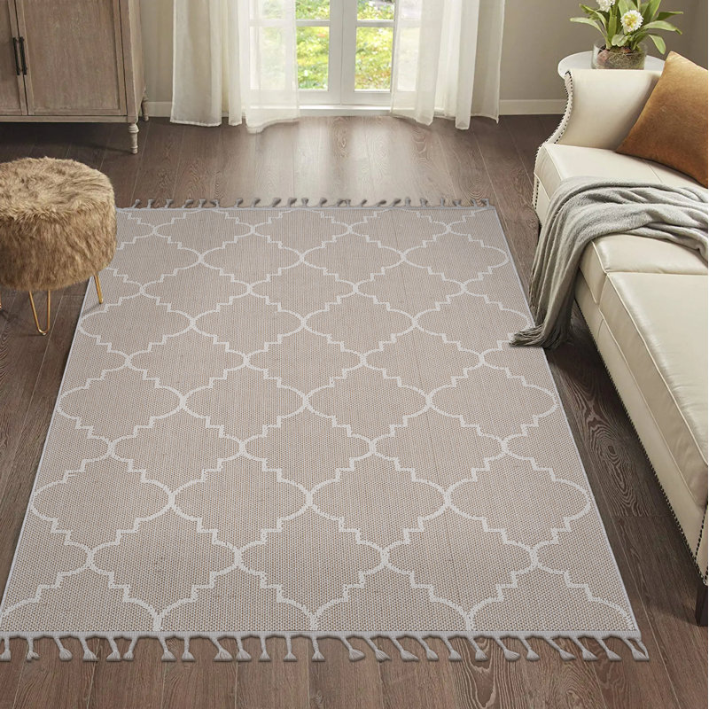 Tapis ivoire à treillis intérieur / extérieur, Rectangle 4 pi x 6 pi 2 po