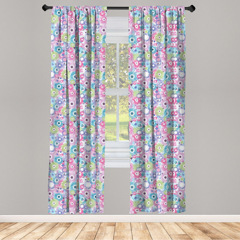Floral Semi-Sheer Rod Pocket Curtain Panels, 28" x 95"