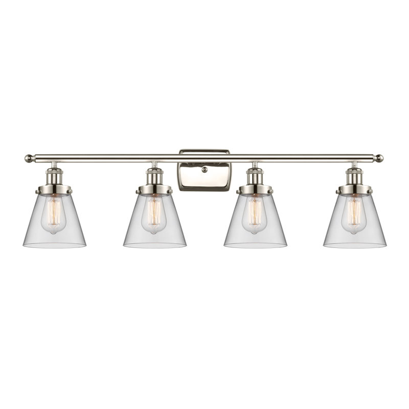 Éclairage pour meuble-lavabo 4 lumières 36 po Ballston Urban Cone, Incandescent, Clair, Nickel poli