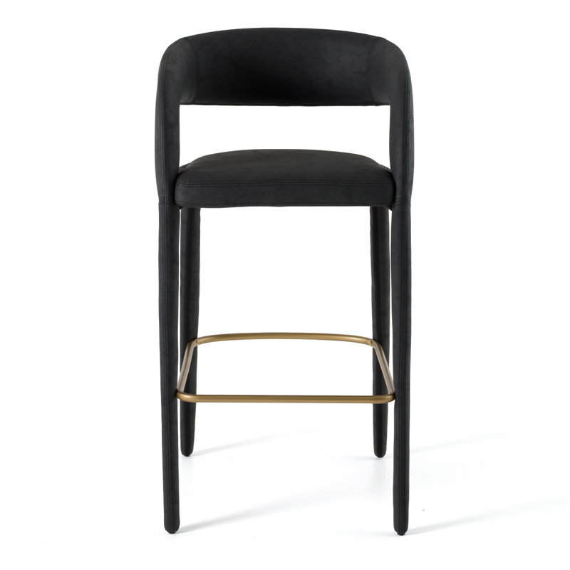 Tabouret de comptoir en cuir Freestyle, Noir, 29.5''