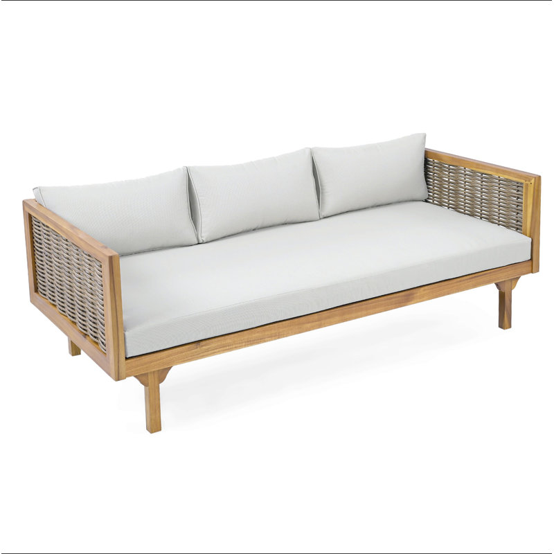 Claremont 3 Seater Daybed With Rattan Arms, Gray