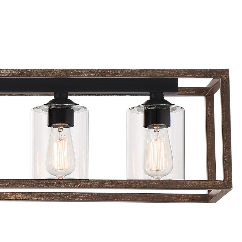 Elutheria 7-Light Dimmable Rectangle Chandelier, Weathered Walnut