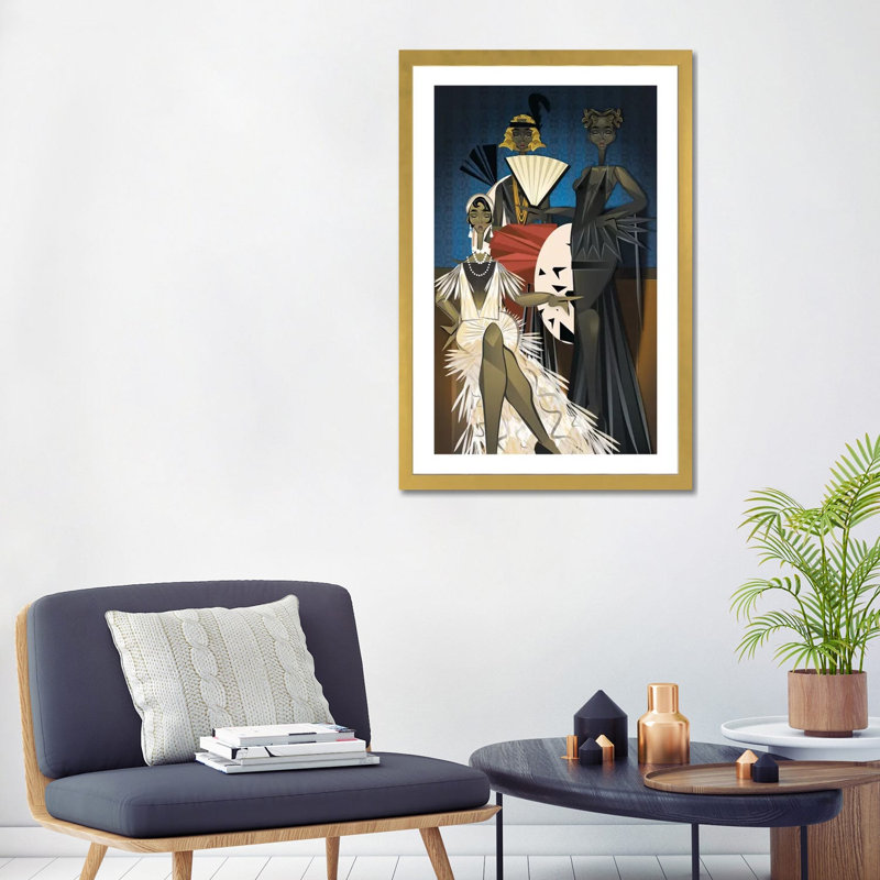 « Harlem nights » par Jaleelcampbell-impression, Papier encadré doré, H 32 po x l 24 po x P 1 po