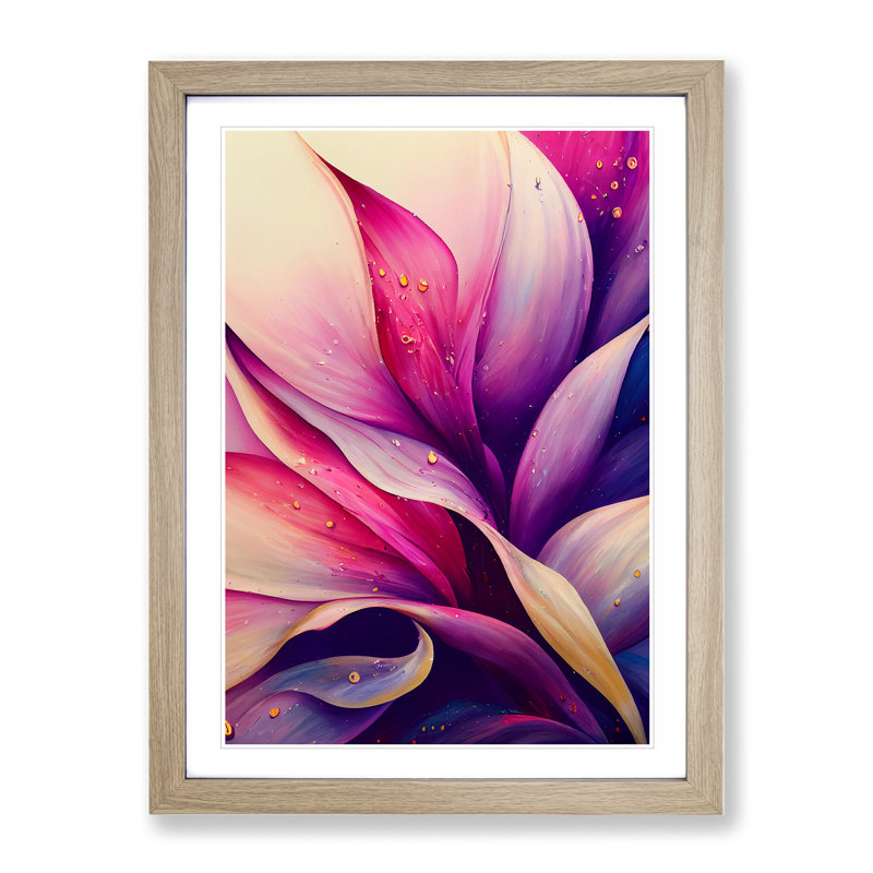 Abstract Flower No.1 - Framed Print, 34cm H x 25cm W, Oak