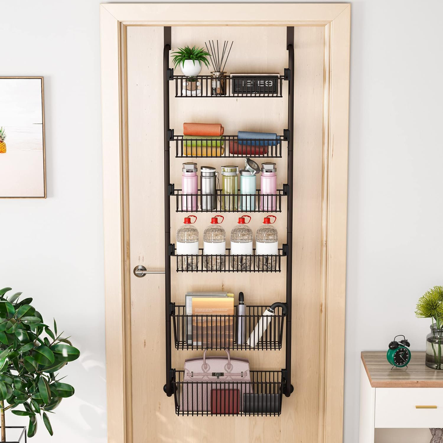 Over The Door Pantry Organizer - 6-Tier Mesh Basket Hanging & Wall - View #4