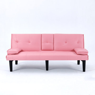 67-Inch PVC Multi-Functional Sleeper Sofa with Cup Holder & Foldable Design