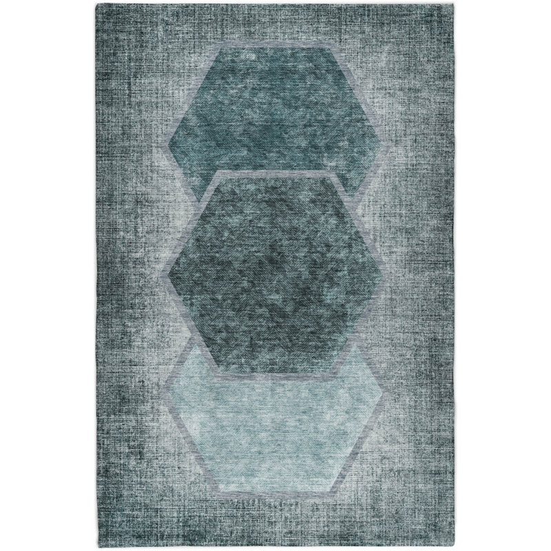 Tapis à poil long de qualité supérieure lavable à la machine ADS679, Sarcelle, 9 pi x 12 pi