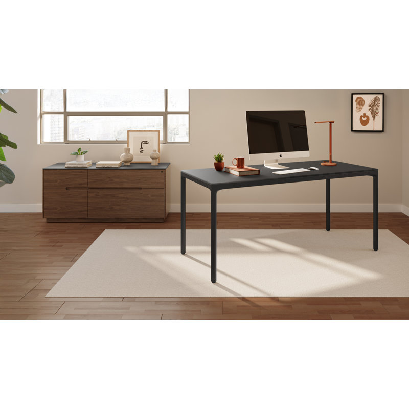 Luma 2 Piece Glass Rectangular Writing Desk Office Set