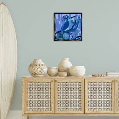 Folk Style Blue Bird Floating Frame, design by Kay Widdowson