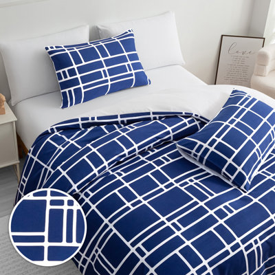 Duvet Cover Set Brushed Microfiber Reversible With Zipper Closure & Corner Ties Bedding Set