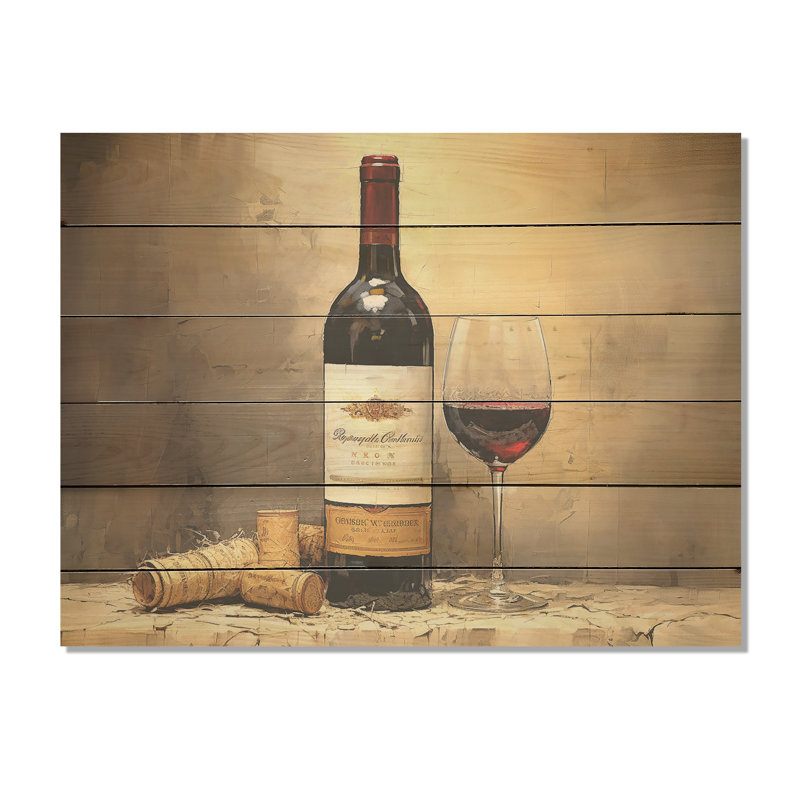Bordeauxs Balance - vin, panneau de bois, art mural sur bois de pin naturel, H 24 po x l 32 po