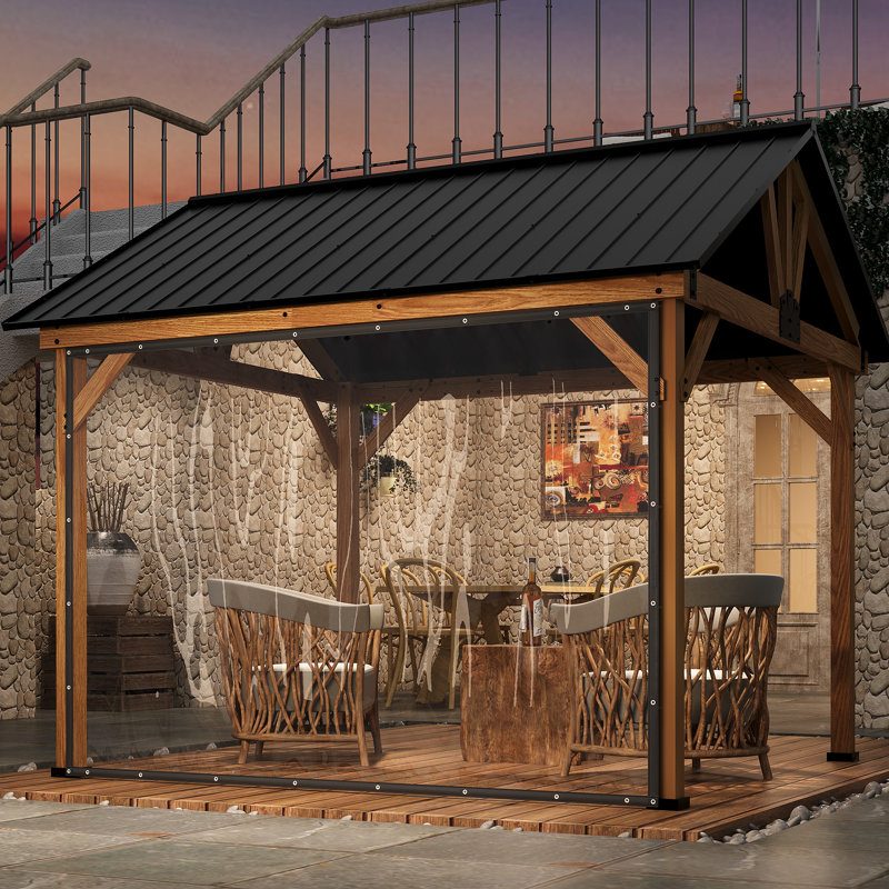 Rideau d'extérieur transparent résistant aux intempéries | Écran d'intimité multi-tailles et solution occultante pour pergola, porche et pavillon de jardin
