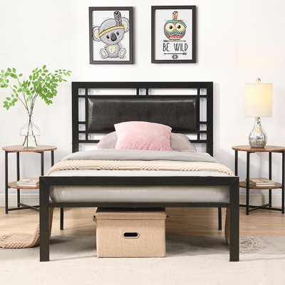 Black Metal Twin Size Bed - Stable, Silent Bedroom Essential, , Comfort Feature,