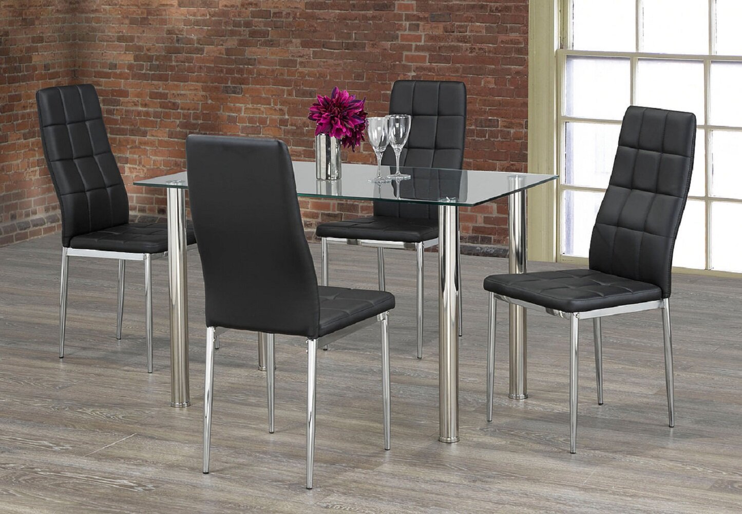 Ivy Bronx Halesite Dining Set 1 Tempered Clear Glass Table Top With ...