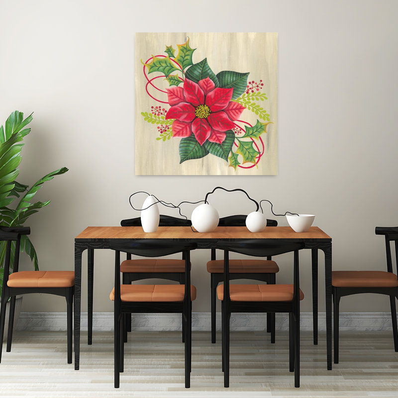 Art de Noël poinsettia de Noël contemporain, H 32 po x l 32 po