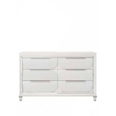Drawer Dresser, Tarian Pearl White Finish Dresser