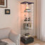 Vitrine à 1 porte / 4 tablettes, lumineuse, avec tiroirs - standard