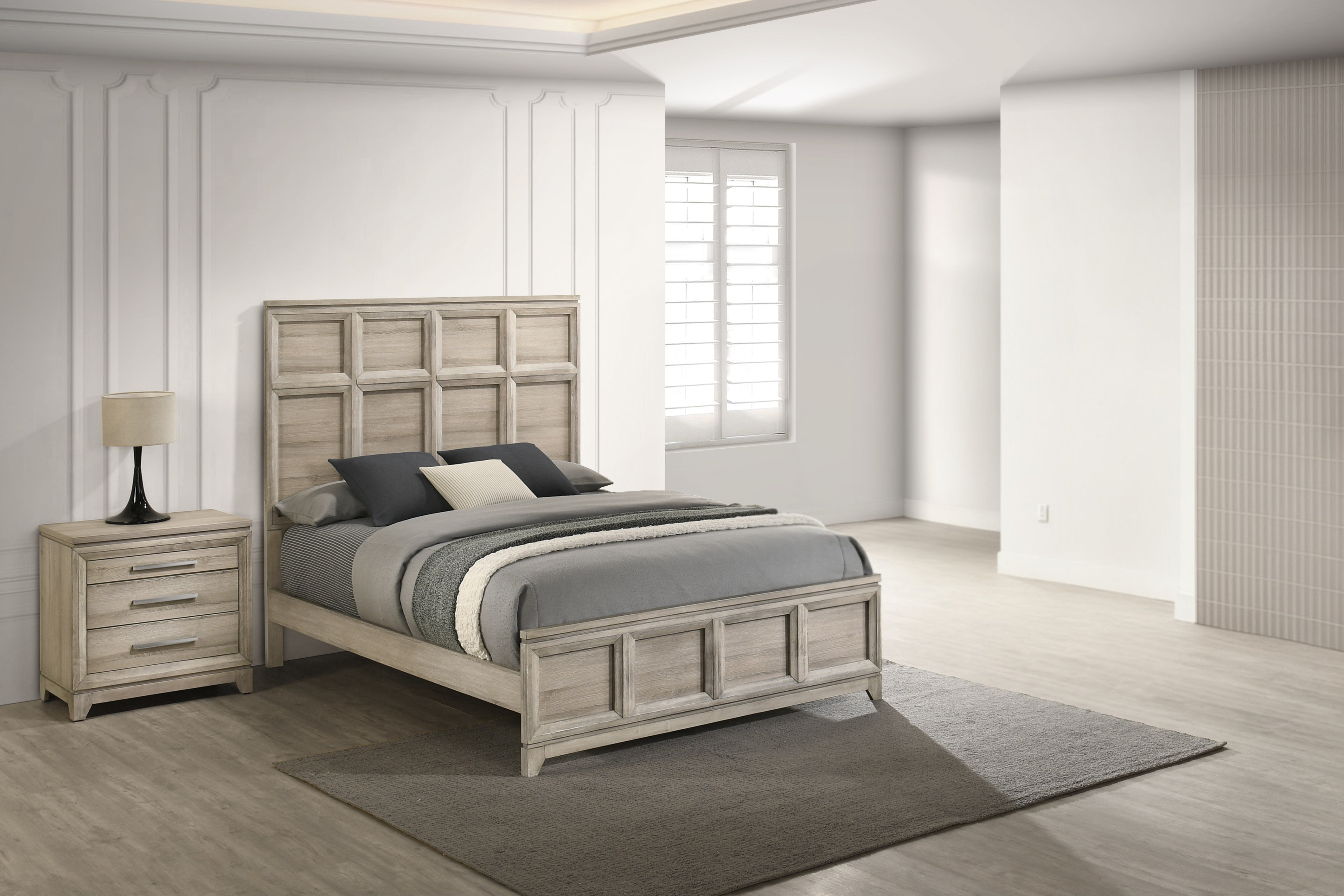 Millwood Pines Weathered Greige 2 Piece Bedroom Set With Panel Bed ...