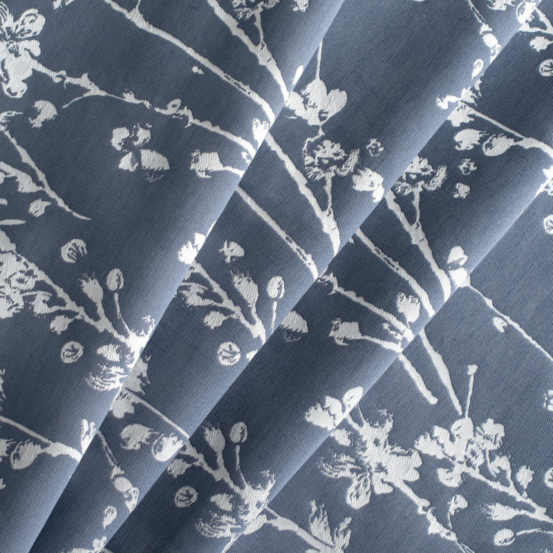 Cobalt Blue Floral Polyester Scalloped Window Valance, 50" x 15"