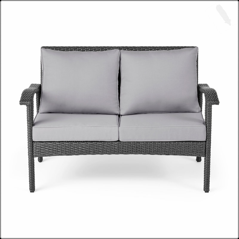 HONOLULU Wicker Loveseat With Weather-Resistant Cushions And Sturdy Iron Frame For Outdoor Comfort And Style