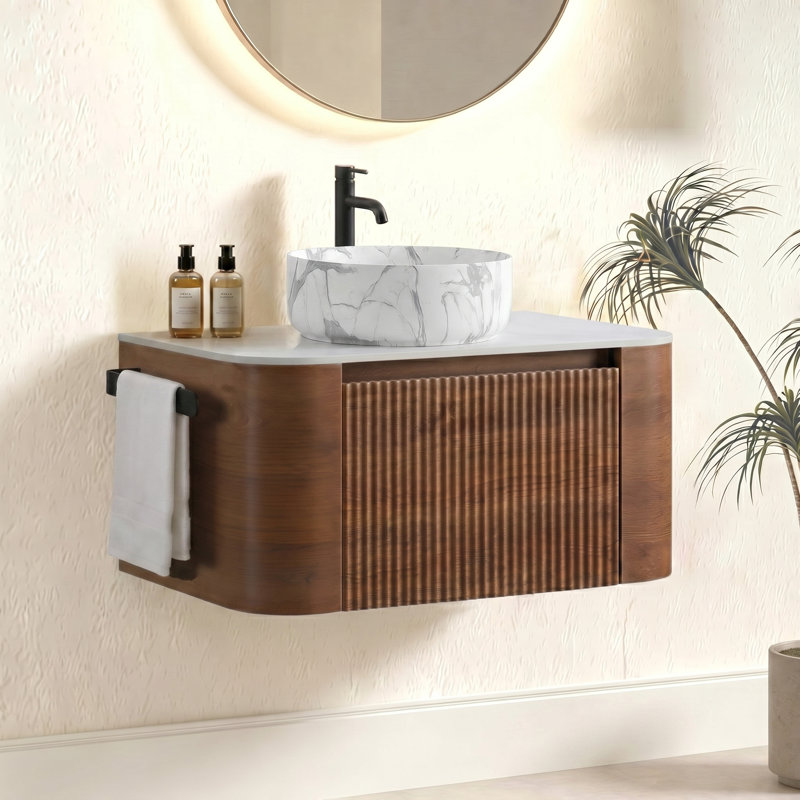 Meuble-lavabo cannelé avec armoire de rangement et tiroirs 30 po Avalon, 30