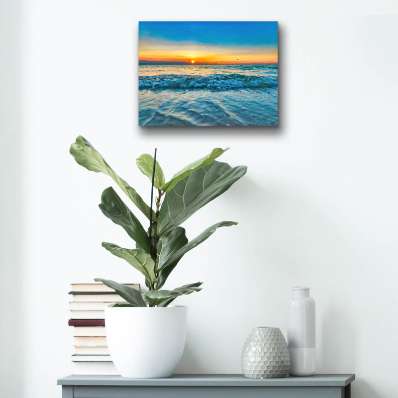«Calm Aruba Blue» par Mark A Paulda, art mural en verre acrylique, H 12 po x l 16 po
