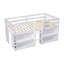 Twin Size Kid Low Loft Bed With Two-Tier Shelves And LED Light For White Colour