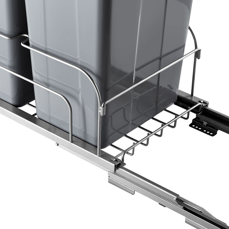 VEVOR Pull-Out Trash Can, 35L Double Bins, Under Mount Kitchen Waste Container with Soft-Close Slide